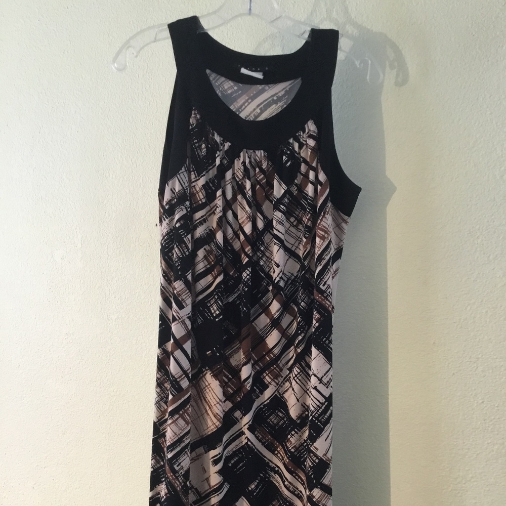 Tiana B Dress, Sleeveless, Black, brown beige dress